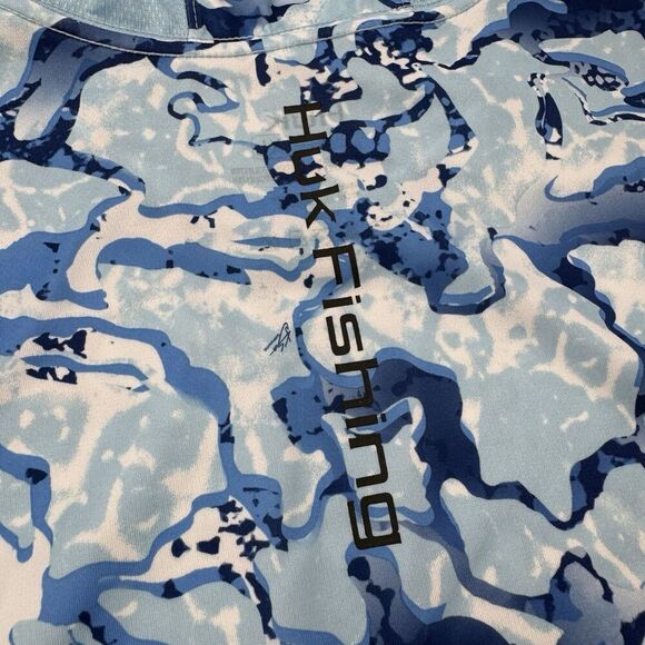 Huk Performance Fishing XL Hoodie Shirt Blue Camo Long Sleeve UPF Sun Protection - Picture 7 of 10